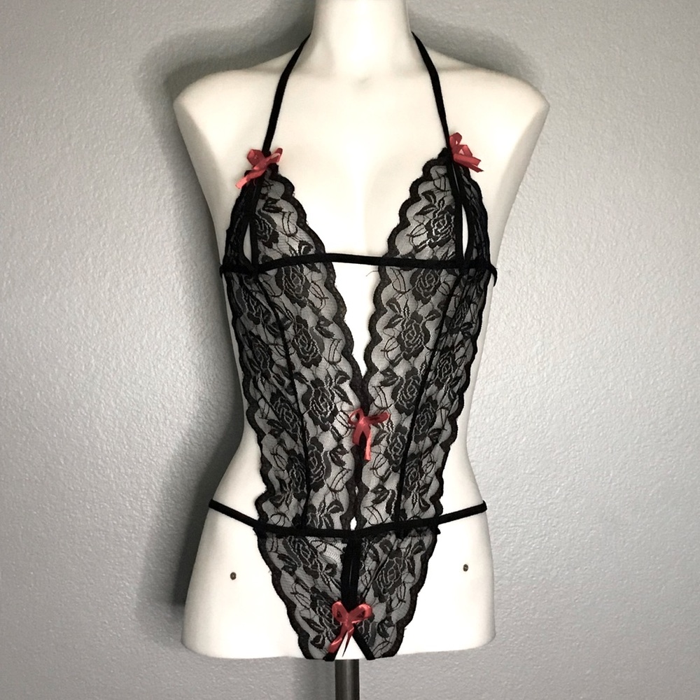 One piece open crotch lingerie
